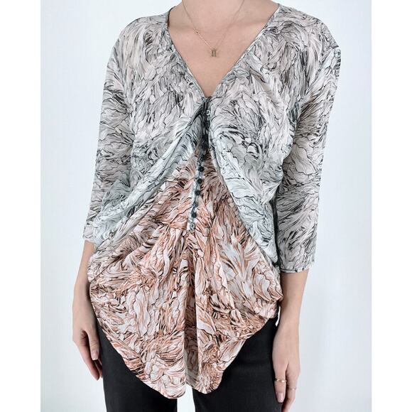 New York & Company Floral Button Down Tunic Top Size XS - Picture 1 of 3